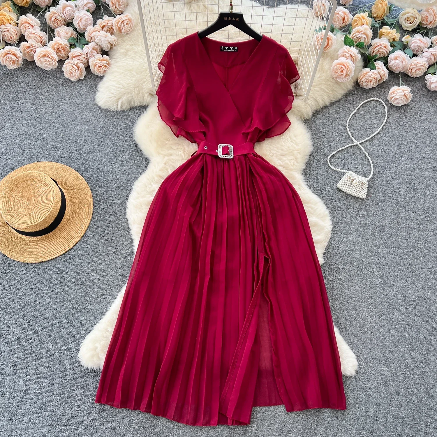 2024 New Summer Fashion Women Dress Y2K Ruffles Sleeveless Party Long Dress Elegant Office Lady Outfits Vestidos