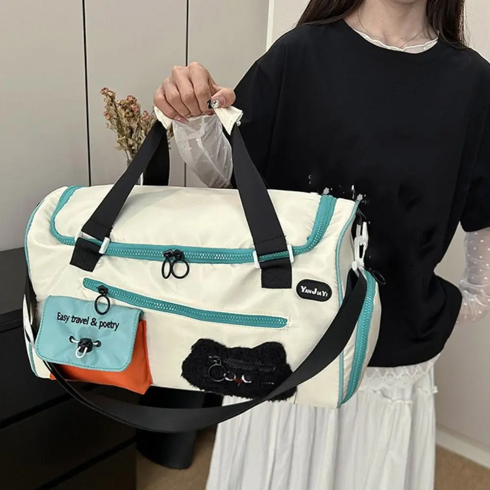 

Nylon Cartoon Travel Duffel Bag Portable Wet Dry Separation Women's Fitness Handbag Durable Crossbody Travel Luggage Bag