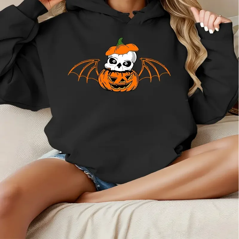 

Толстовка с крыльями летучей мыши на Хэллоуин, тыква, длинный рукав, повседневная одежда, новый дизайн фонаря, уютная осенне-зимняя уличная одежда, повседневная толстовка