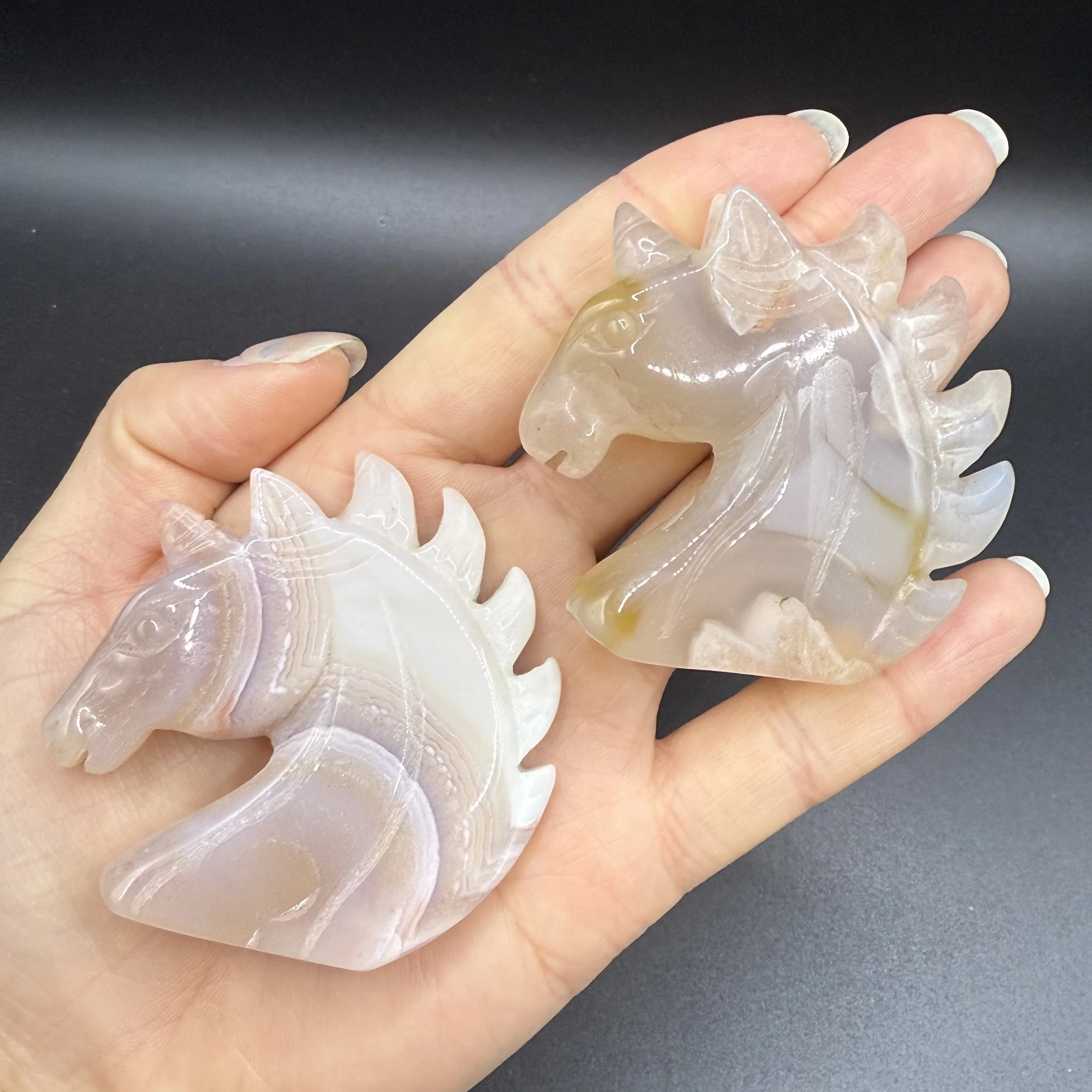 Sakura Agate Unicorn, Healing Reiki Energy Gemstone, Figurine Gift for Home Decoration, Craft Gift