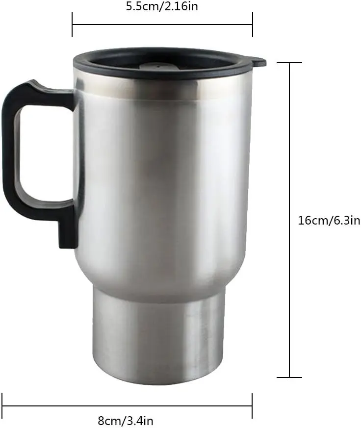 

Tea Car Cup Mug 12V 450ml Electric Incar Stainless Steel Travel Heating Cup Coffee