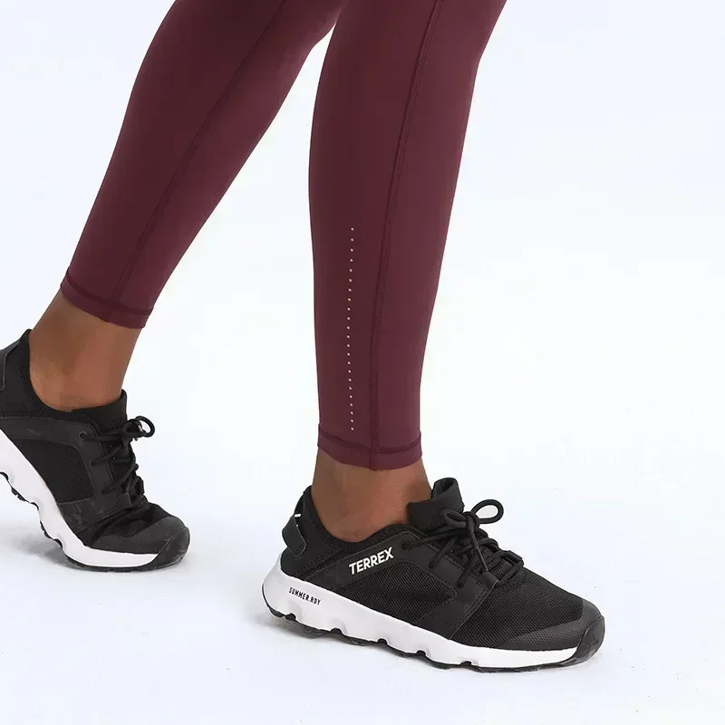 Calças de ioga femininas com faixas de tornozelo limão, leggings esportivos de cintura alta, calças casuais com faixas de tornozelo, elasticidade, bolso múltiplo, grátis, esportivas
