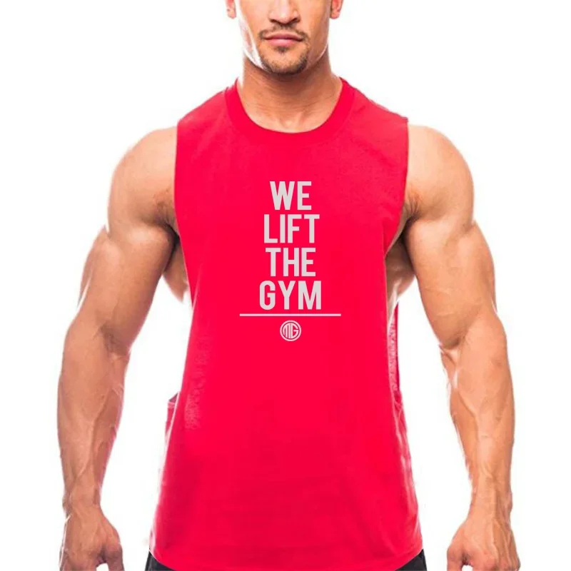 Brand Gym Fitness Mens Clothing Casual Tank Top Muscle Sleeveless Sporting Running Workout Cool Printed Fashion Singlets