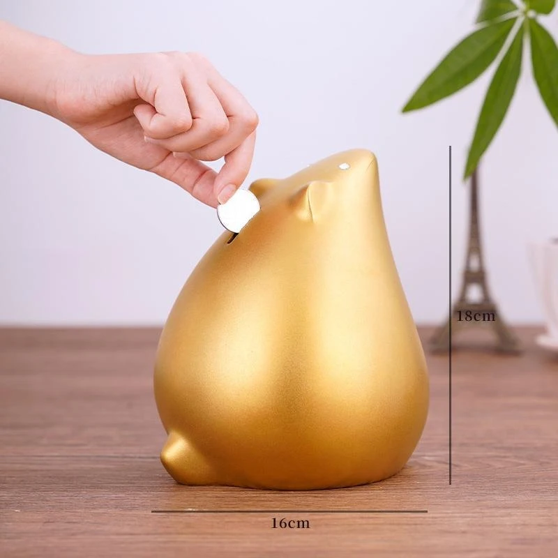 All-Copper Large-Capacity Golden Piggy Bank For Blessing Friends, Home Office Living Room Decoration Gift, Rat Ornament