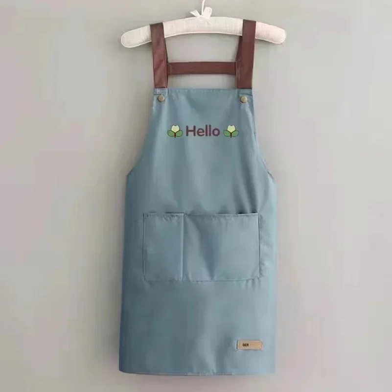 Apron Home Kitchen Waterproof and Oilproof Workwear Summer Thin Dining Aprons Cooking Aprons Apron Dress Black Apron