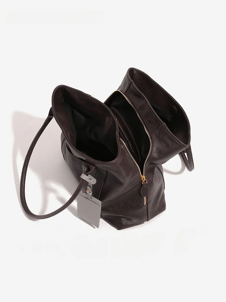 

Мягкая кожаная сумка-тоут, большая сумка Capaci для студентов колледжа, маленькая сумка Quali, американская ретро Sle