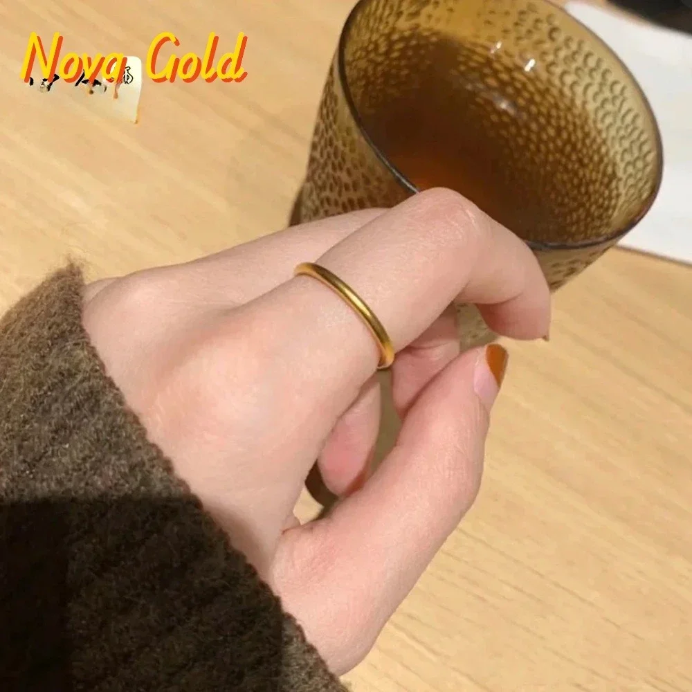 

Кольцо NovaGlod Vintage Worn Plain для женщин, 24K золото AU999 - гладкое кольцо из чистого золота 24K, винтажный шарм, очаровательный аксессуар для свиданий