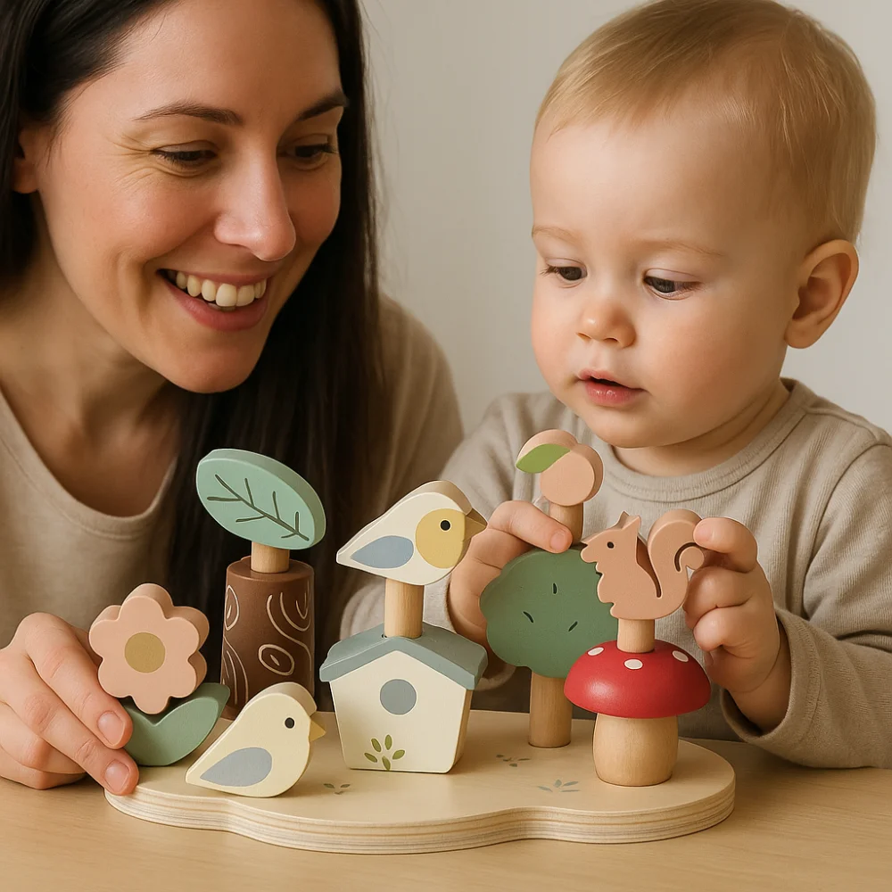 Wooden Forest Animal Jumping Toys Interactive Animal Jigsaw Toddlers Stacking Blocks Toy Matching Toys Puzzle