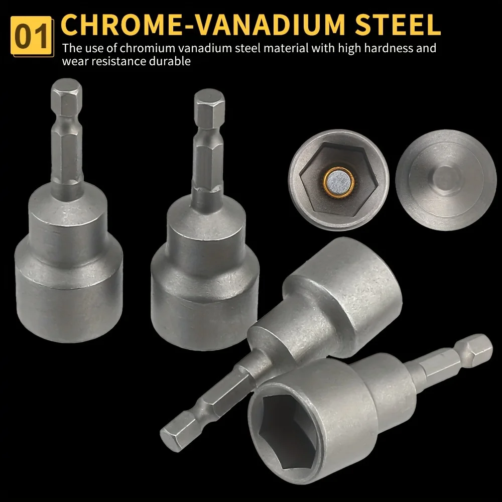 12/16-częściowy zestaw magnetycznych wkrętaków do nakrętek - zestaw mistrzowski wierteł do nakrętek sześciokątnych Premium Impact Power, SAE i metryczny