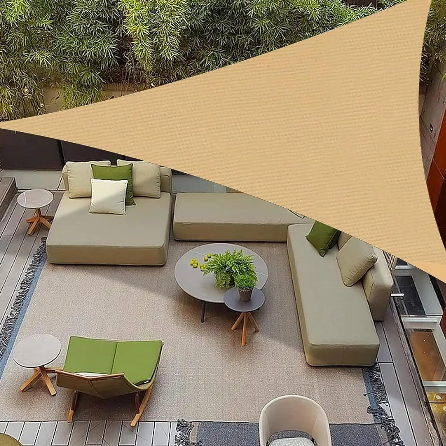 10' x 10' x 10'Triangle Sun Shade Sail, Breathable Sunshades for Outdoor Patio, Garden, Deck, Yard, Tear & Fade, UV Block Awnings for Patio Shade with Ropes Resist Wear (Sand)