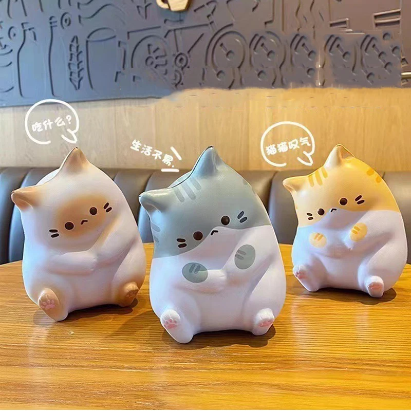 Mini Small Model Cartoon Kawaii Cat Slow Rebound Decompression Toy Table Ornament Decoration Cute Room Gift Girl Fun Soft PU Toy