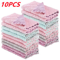 1/5/10pcs Microfiber Towel Absorbent Kitchen Cleaning Cloth Non-stick Oil Dish Towel Rags Napkins Tableware Household Cleaning
