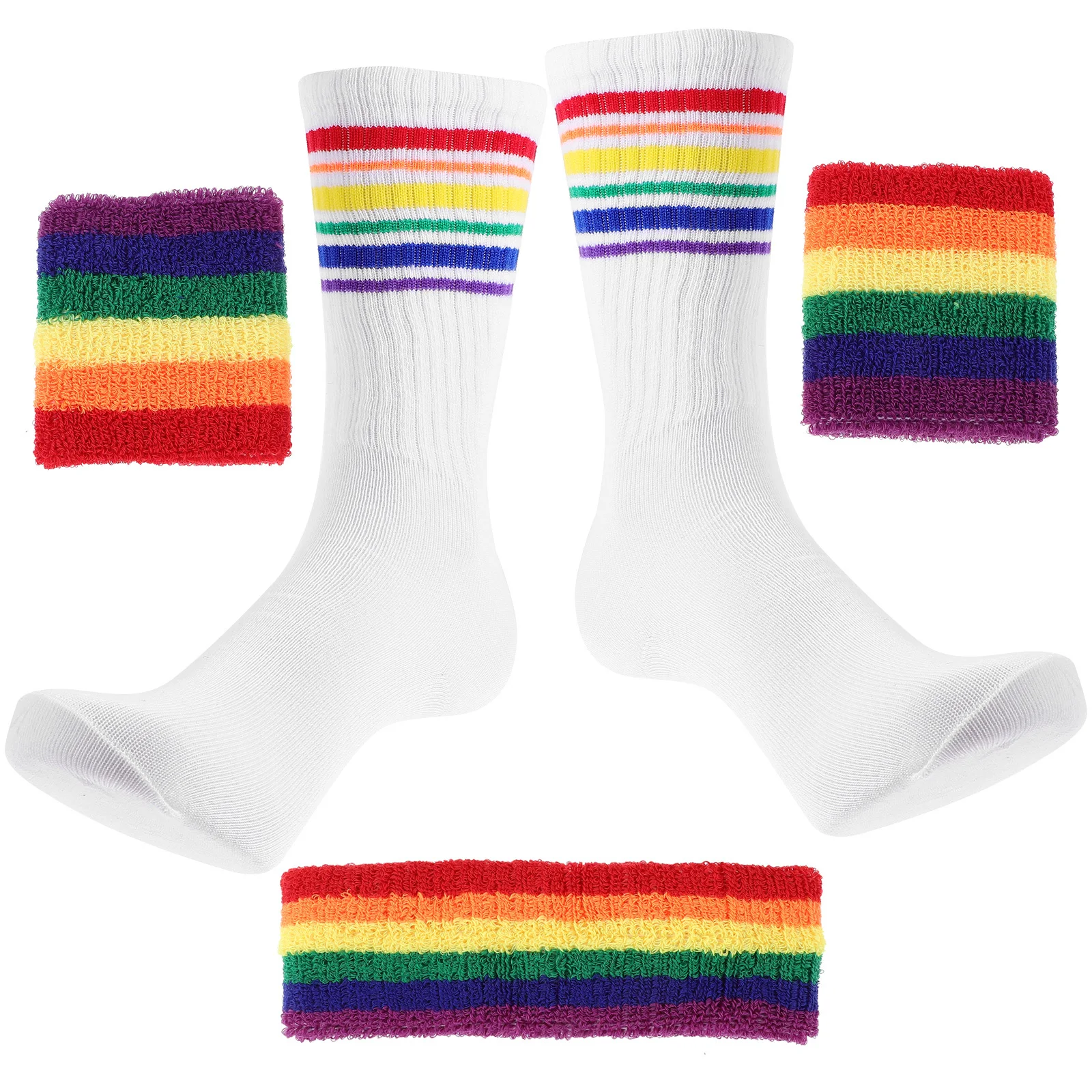 مجموعة واحدة من عصابة الرأس الملونة بألوان قوس قزح، ملحقات اللياقة البدنية المرنة الماصة للعرق لتشغيل كرة السلة وكرة القدم #3