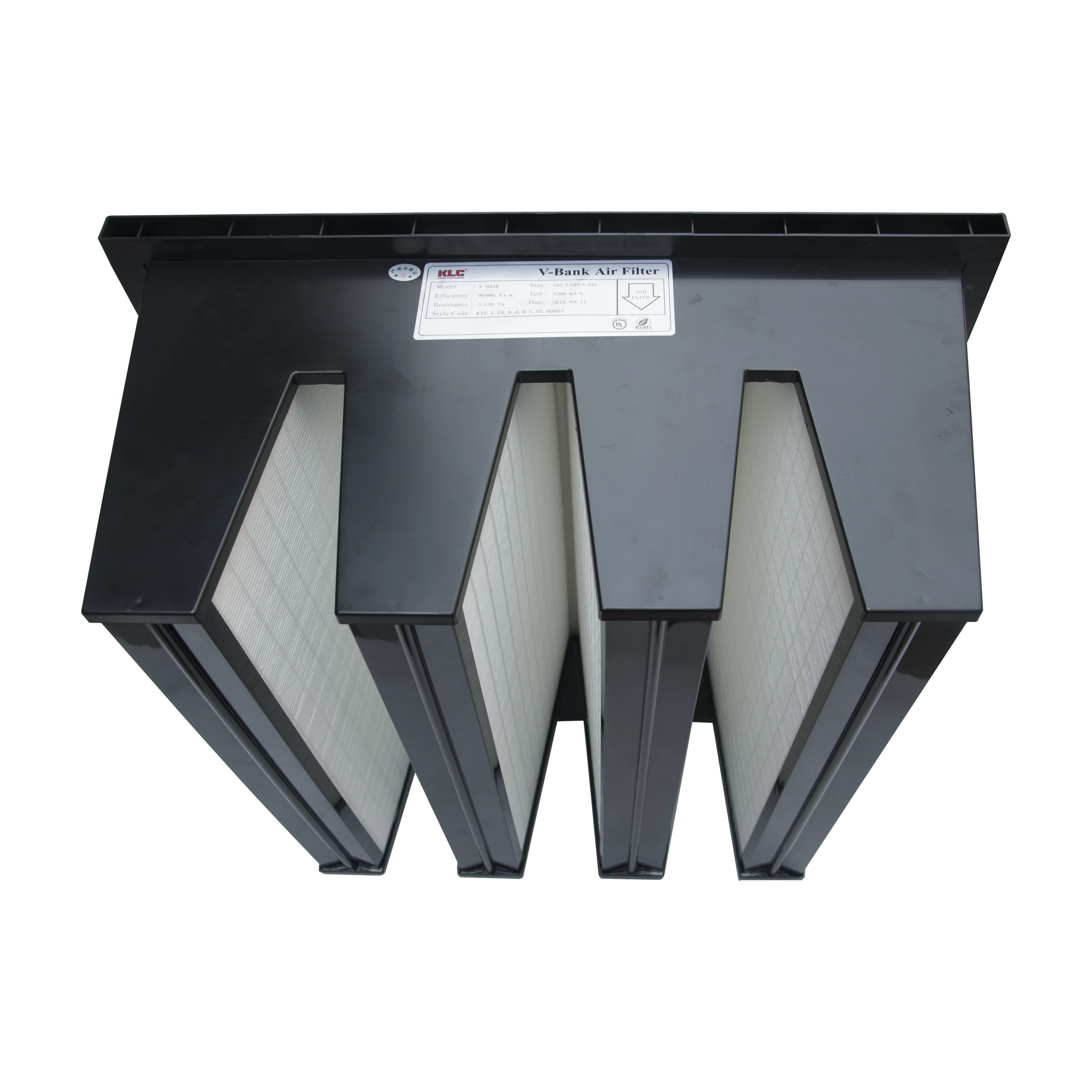KLC Hocheffizienter Hepa-Filter in V-Bank-Form mit ABS-Kunststoffrahmen