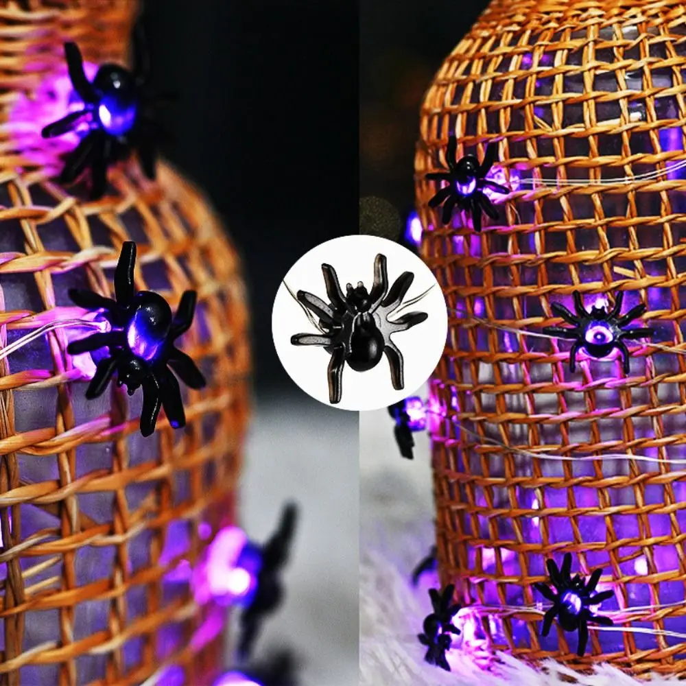 Black Spider Halloween String Lights Durable Construction Fake Spider Giant Spider Decor Electric Spider Luminous Spider