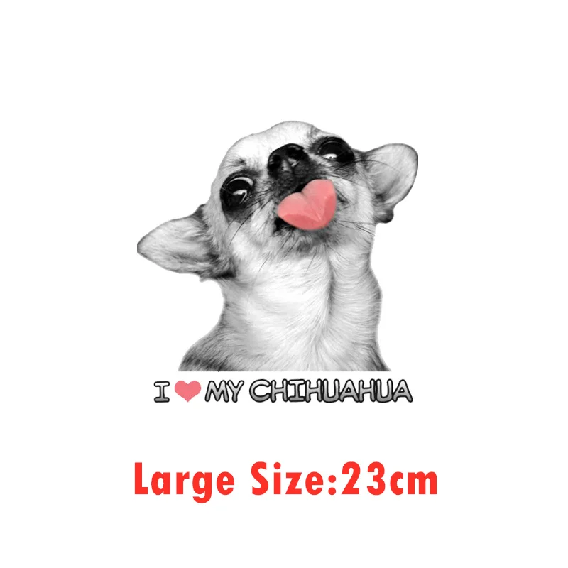 Kawaii Dog I Love My Chihuahua Patches On Clothes Cartoon Stickers Applique Iron on Heat Transfer For Clothing Wholesale