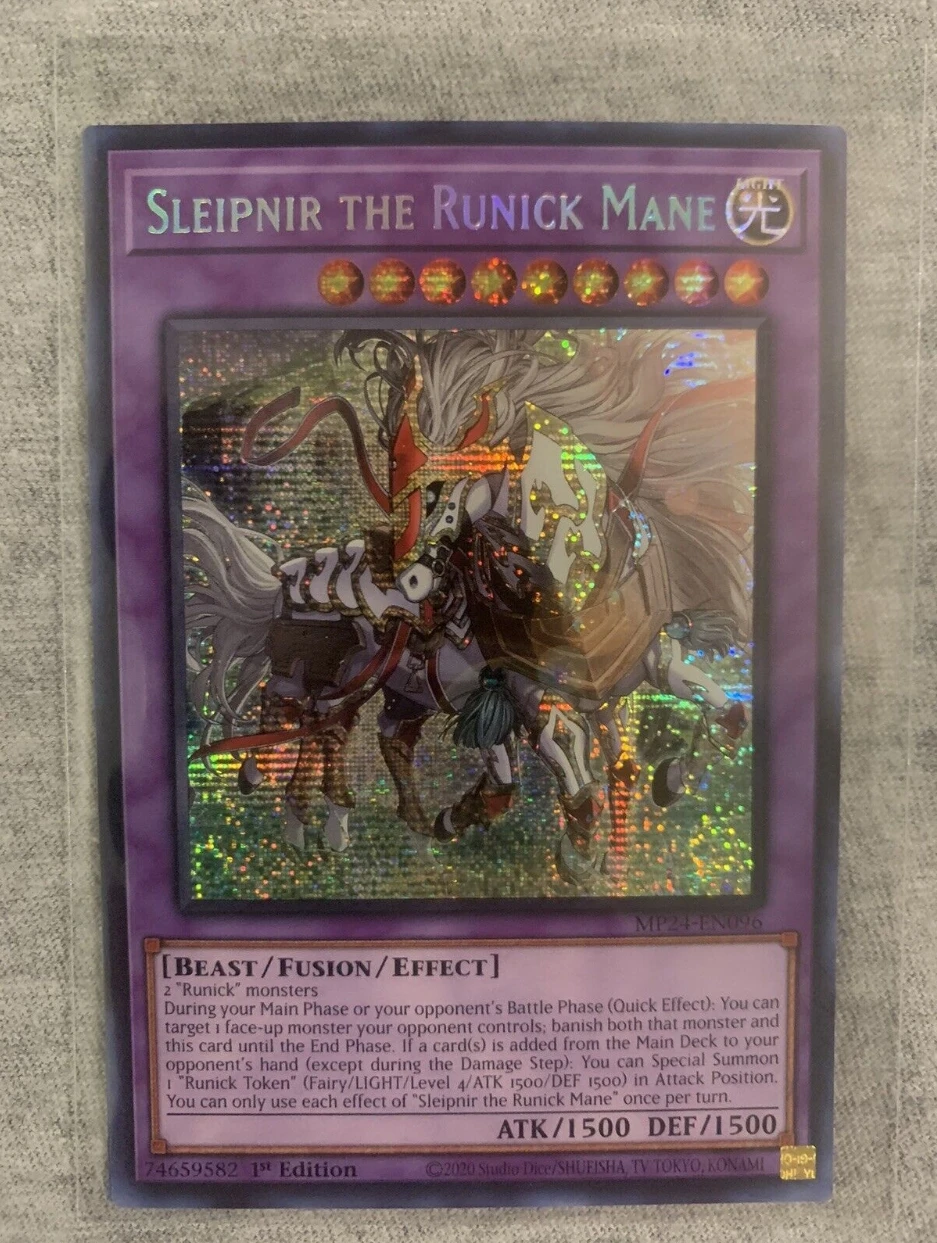 

Yugioh KONAMI Duel Monsters TCG MP24-EN096 Sleipnir the Runick Mane Secret Rare English 1st Edition Collection Mint Card