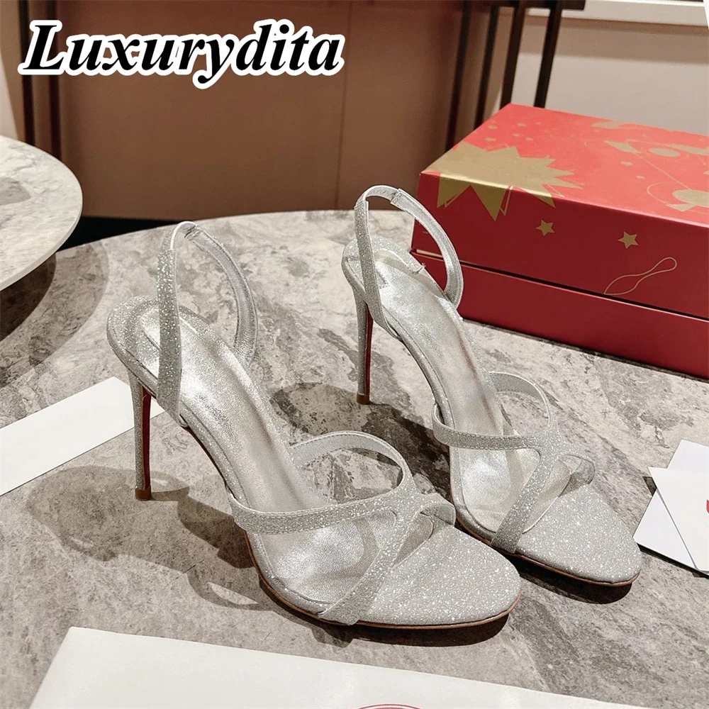 

Top Quality Womens High Heels 0-12cm Luxury Fashion Ladies Sandals Designer Classic Red Heel Real Leather sole Mules Shoes 0334