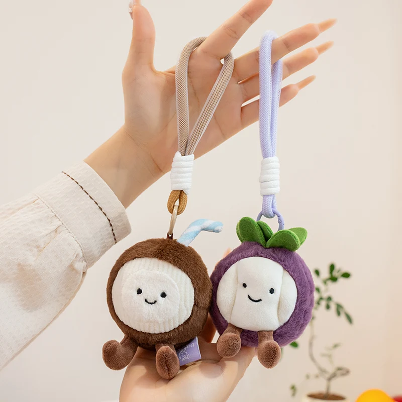 Kawaii الفاكهة أفخم حقيبة سلسلة مفاتيح ديكور الفراولة الأناناس البرتقال الموز لطيف محشوة الفاكهة دمية لينة Plushies الهدايا فتاة
