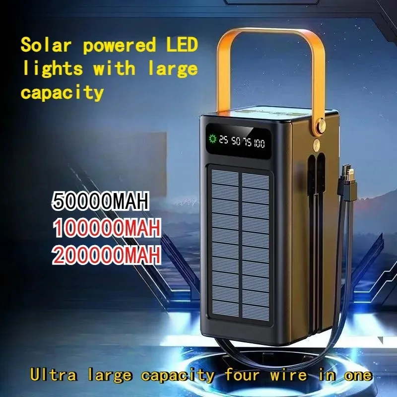 

50-200AH Built-in 120W Solar Powered Ultra Large Capacity Cycling Live Broadcast Outdoor Super Fast Charging Power Bank