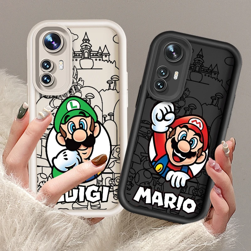 

S-Supers M-Marios Cartoon For Xiaomi 12T 11 Lite Poco F5 F4 F3 F2 M3 Pro X5 X4 X3 GT 4G 5G Eye Ladder Cover Capa Fundas