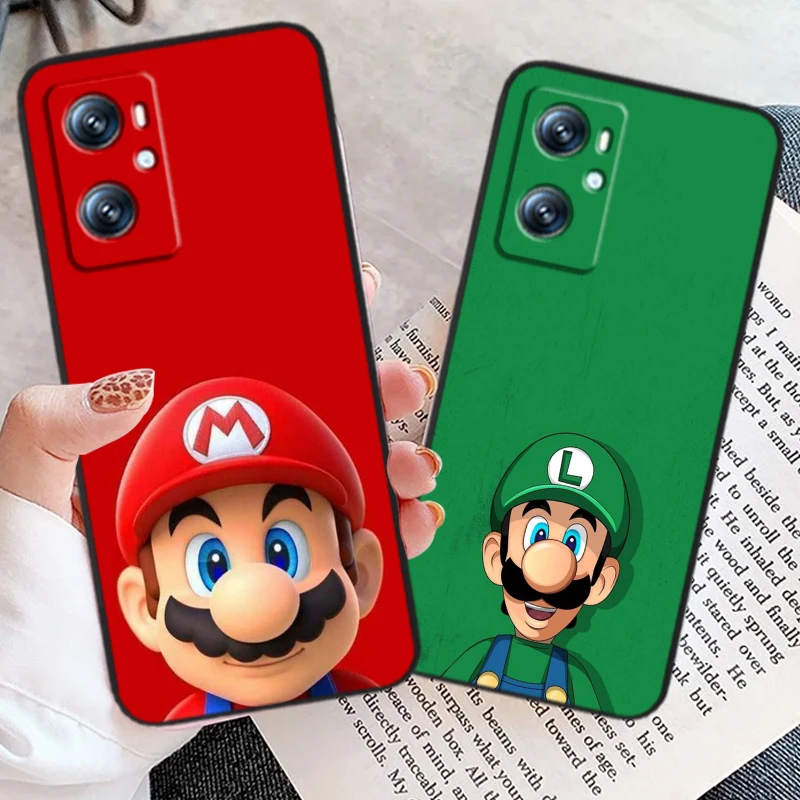 Anime Super M-Mario Cartoon For OPPO Find X6 X5 X3 A54S A5 A94 A16 A53S A57 A74 A72 A98 A78 A96 A9 5G Black TPU Phone Case