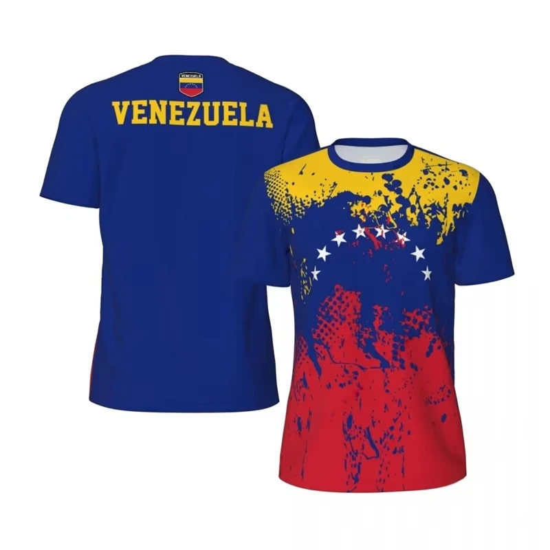

3D Print Venezuela Flag Pattern Sport Quick-dry Breathable Men Women T-Shirt Football Fans Team Training Short Sleeve Clothing