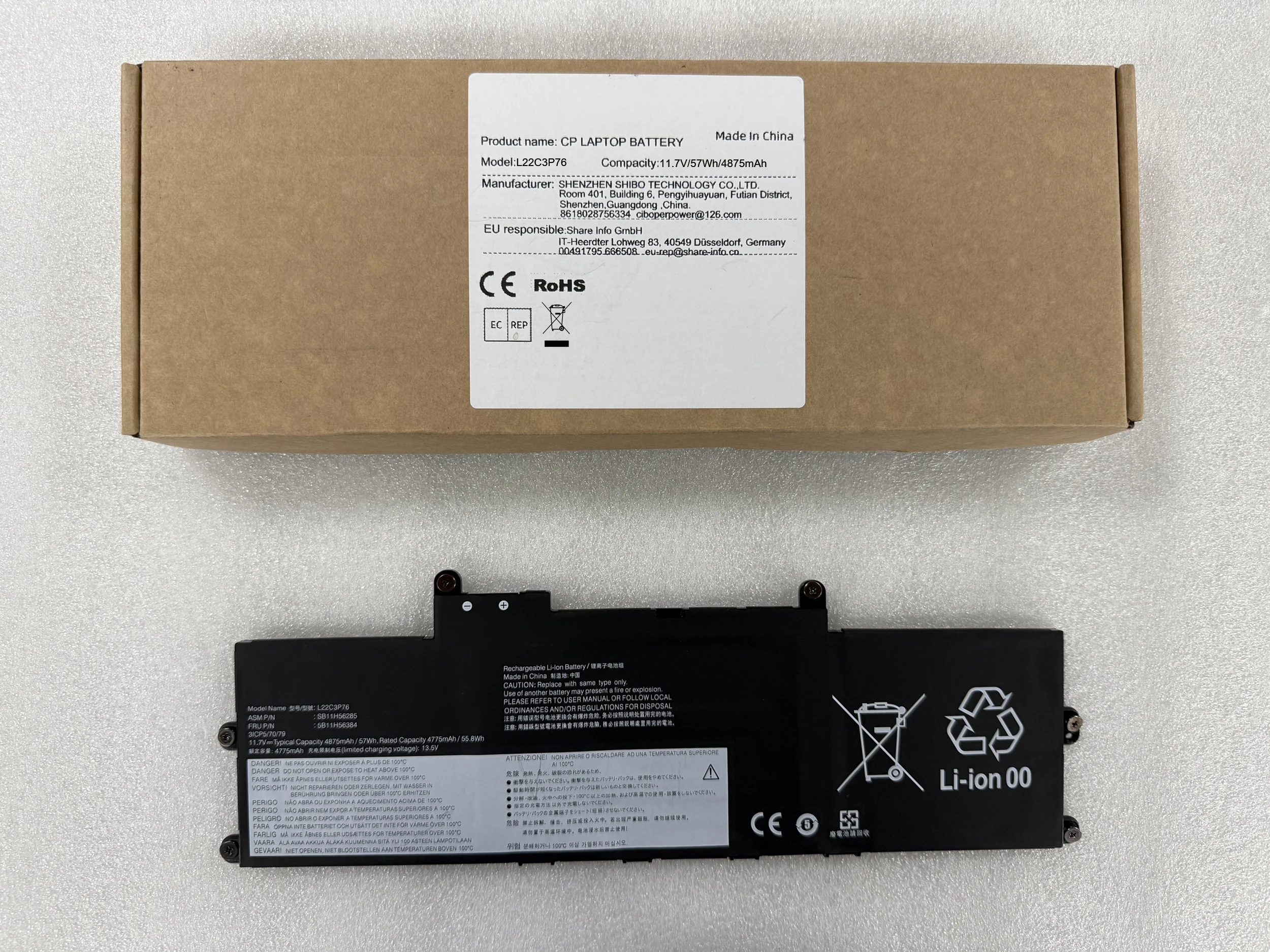 

Аккумулятор для ноутбука L22C3P76 L22M3P77 L22D3P78 для ноутбука Thinkpad X1 Carbon AI серии 2024, 11,7 В/57 Втч/4875 мАч