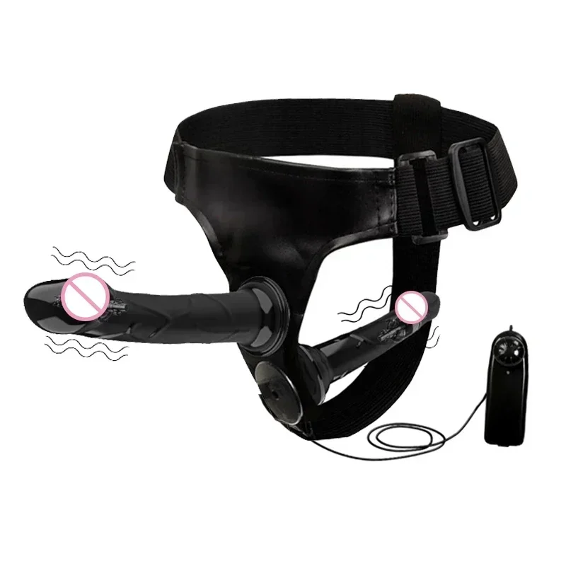 تسخير حزام على 2 الاهتزاز قضبان اصطناعية واقعية الشرج G-بقعة تحفيز جهاز تدليك للبروستاتا الكبار الجنس لعب للنساء زوجين مثليه #4