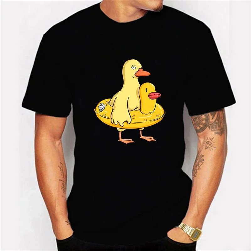 Camiseta de manga corta para hombre, camisa clásica de doble pato, Tops gráficos, ropa de calle Harajuku, 2024