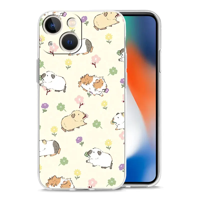 아이폰 16 케이스, 아이폰 15 12 13 14 16 Pro Max X XR XS Max 15 Plus 아이폰11 커버, 귀여운 기니피그/카비 동물 디자인 폰 케이스
