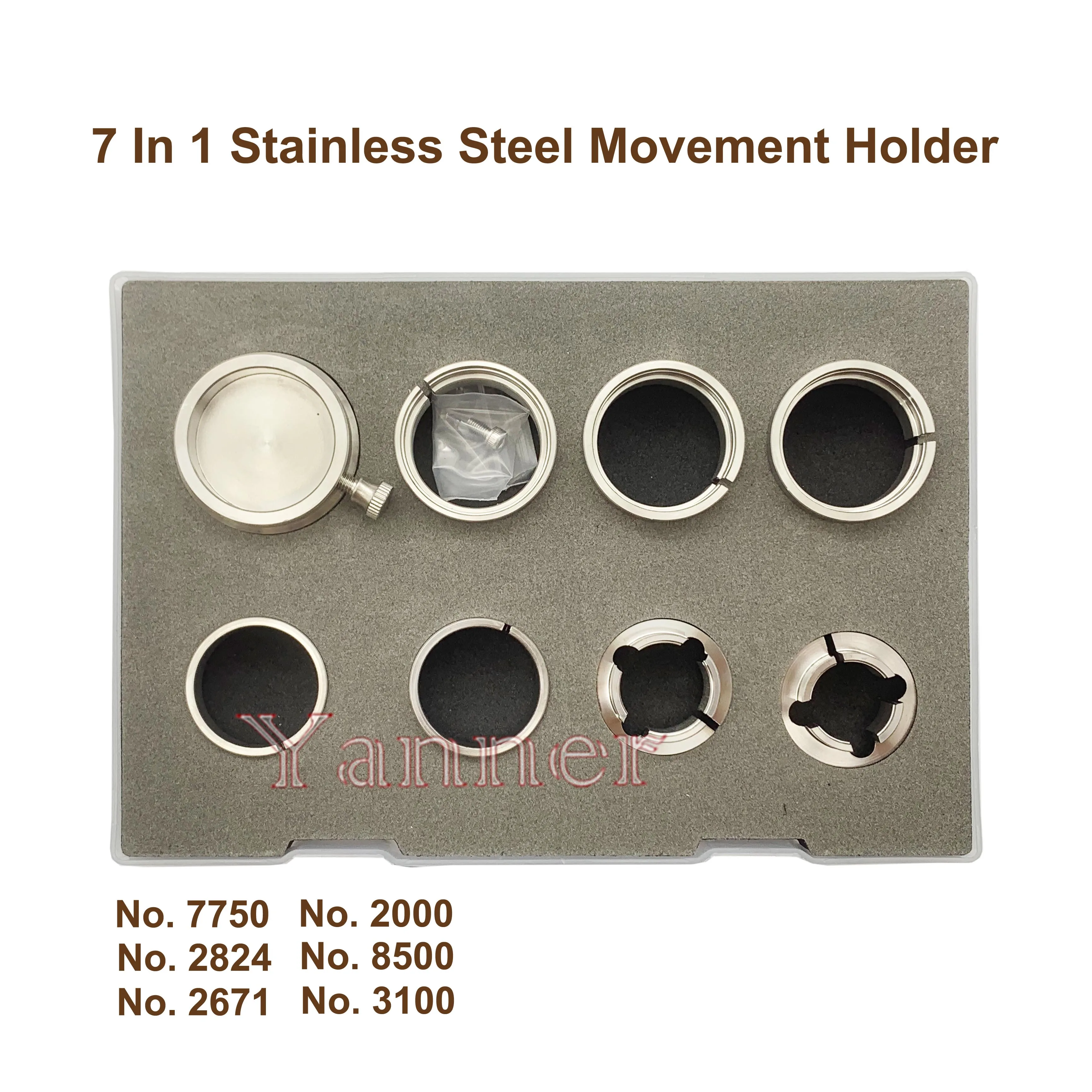 7in1 Watch movemen Rotatable Base Stainless MovementHolder For ETA 2000 7750 2824 2671 3100 8500 Movement Watch Repair