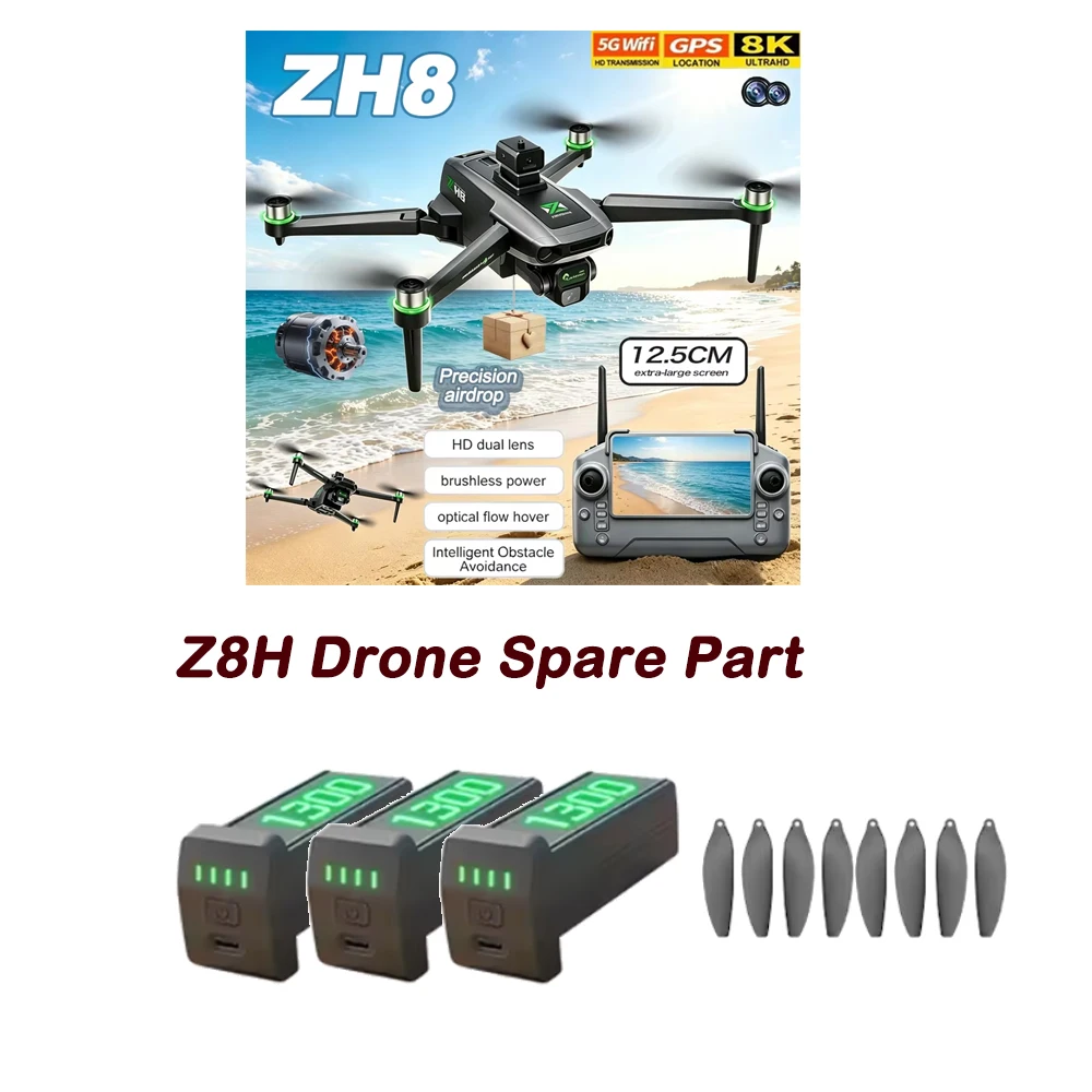 ZH8 Screen RC Drone Original Spare Part Z8H Battery 1300mAh / Propeller Wing Maple Leaf Blade Part Accessory