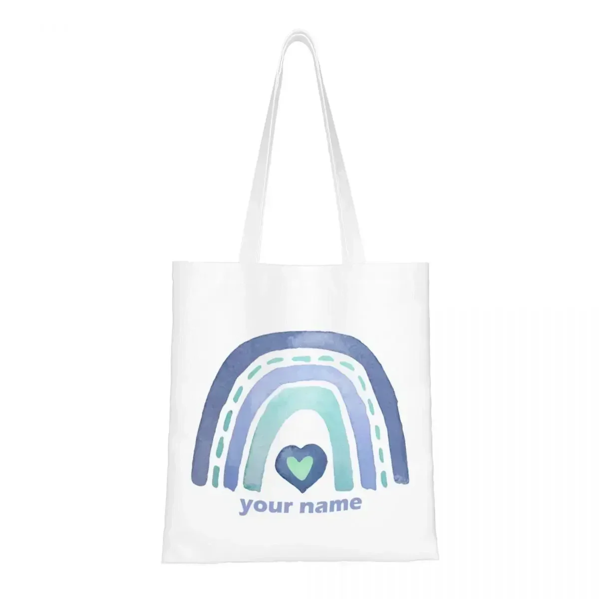 Personalizado Boho sacolas para mulheres, Casual, nome personalizado, Eco Shopper, presente de aniversário, arco-íris, PW7