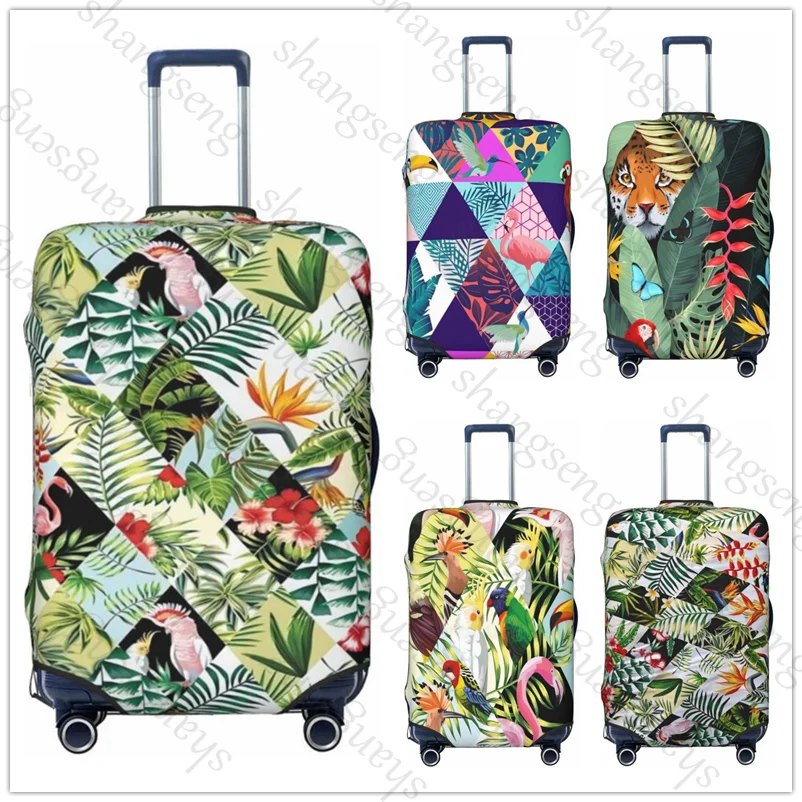 Patchwork Jungle Wallpaper Thick Elastic Luggage Protective Cover Zipper Suit For 18-32 inch Bag Suitcase Trolley Cover Travel