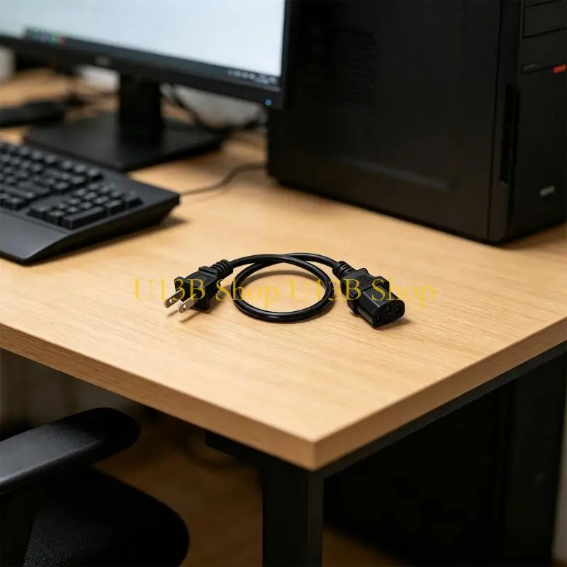 U13B 40Cm NEMA1 15P To C13 Power Cord PVC Insulated Us Outlet to C13 Processor Standard Size for Monitors & Desktop Devices