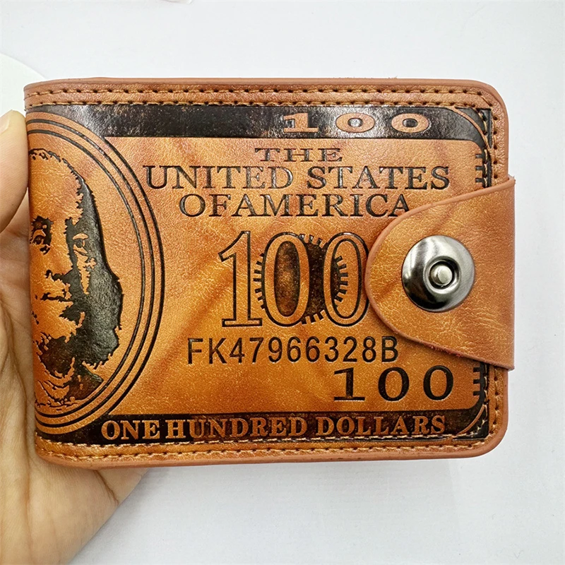 

Men's Business Wallet Men's Wallets With 100 US Dollar PatternWallet Male Leather Walet Photo Card Holder Large Capacity Wallet