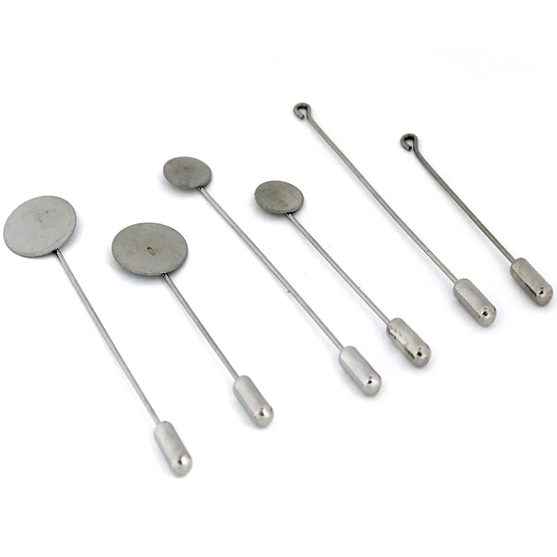 10pcs/Lot 10 15mm Stainless Steel Long Brooch Pin Base DIY Lapel Dress Jewelry Safety Pin Needle Brooches Accessories Wholesale view 2