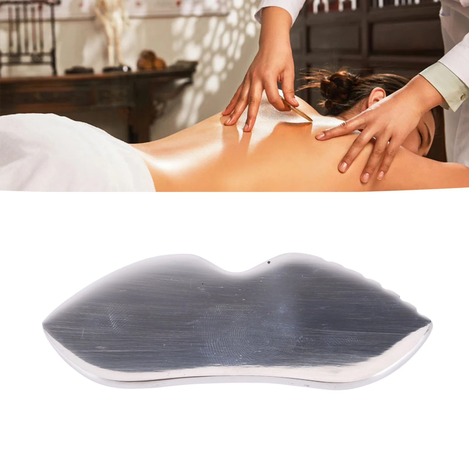 Gua Sha Massage Board Comb Edge 304 Stainless Steel Smoother Surfaces Gua Sha Tool for Soft Tissue Pain Relief Body Care