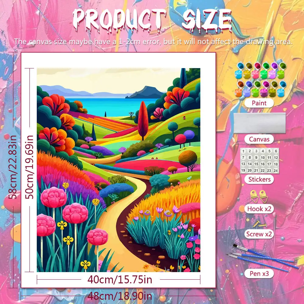 لوحة زيتية بالأرقام منظر طبيعي جبلي DIY لوحة رقمية لشجرة المنزل مشهد صورة فنية على قماش هدية مرسومة يدويًا #2