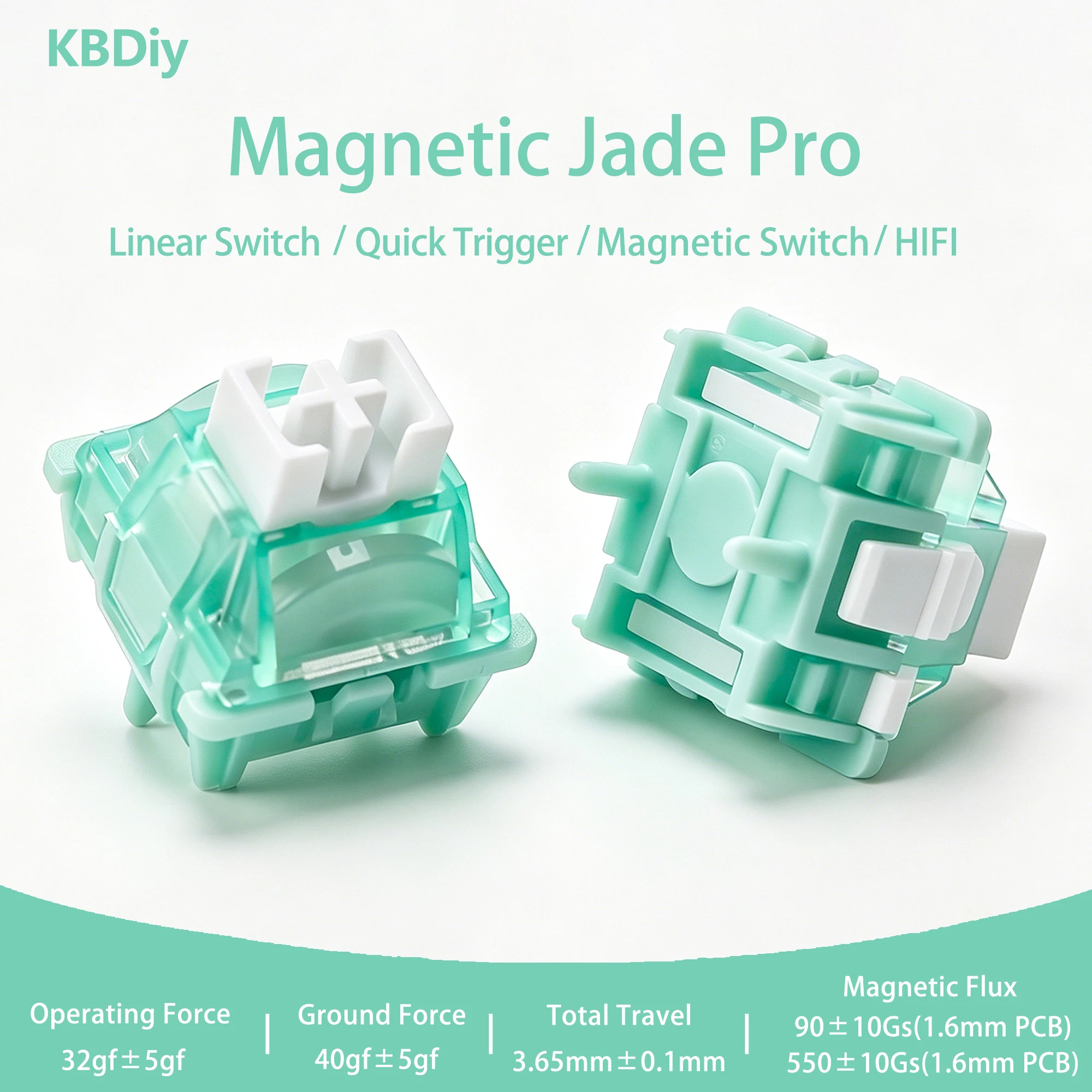 KBDiy Magnetischer Jade Pro Schalter 32gf HIFI Cremige RGB-Schalter Hall-Effekt RT0.001mm für 75% Magnetische Tastatur Gaming POM PC PA66 – Detail 1