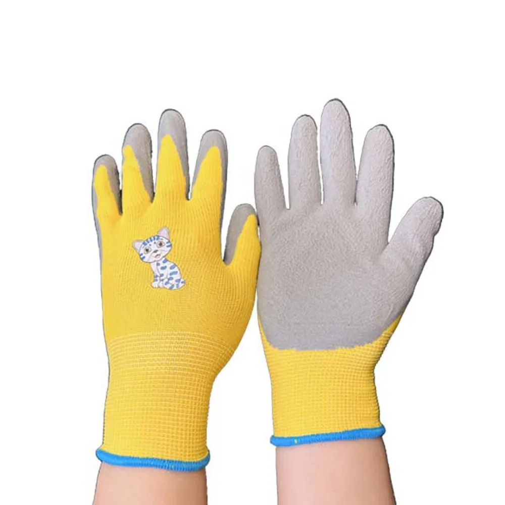 

2 Pairs Cartoon Animal Protective Gloves Safety Thickening Kids Work Gloves Comfortable Breathable Gardening Gloves