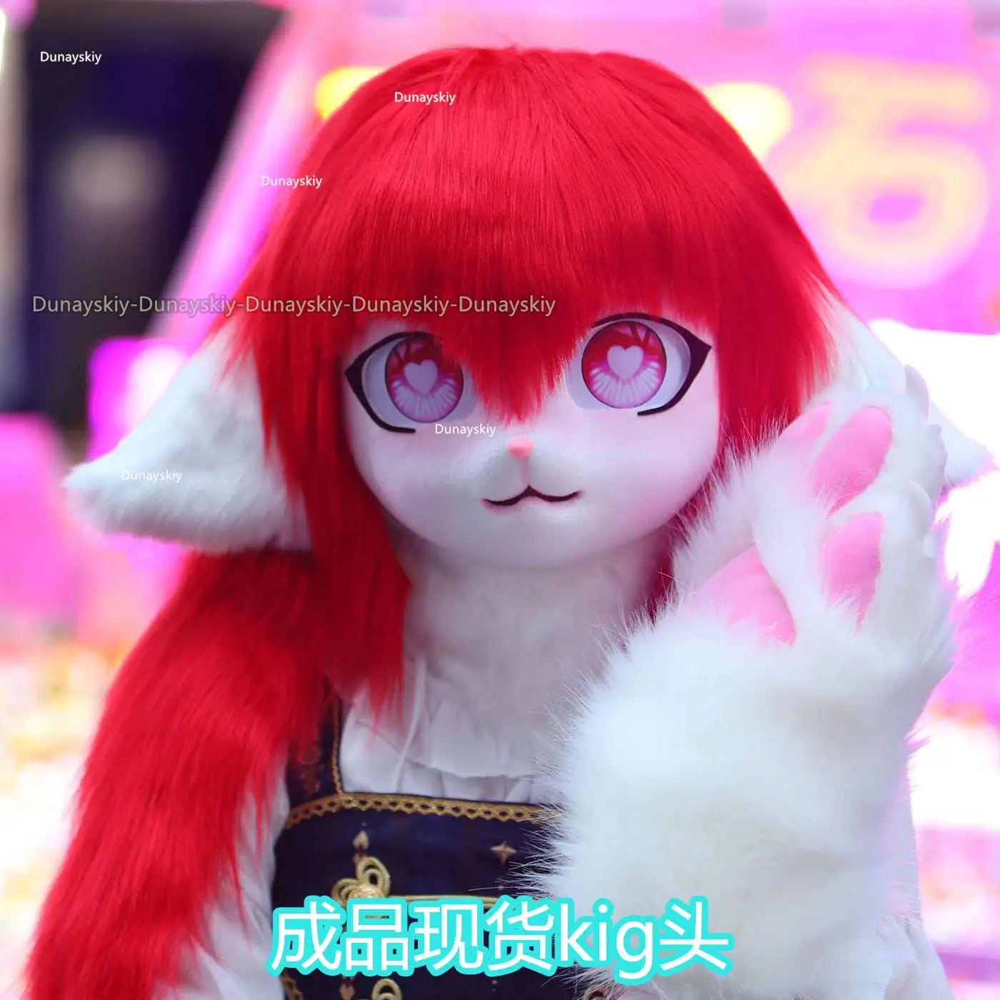 Fursuit Long-hair Animal Head Beast Costume Single-head Kig Full Face Mask Fursuit Furry Head Custom Costumes Lolita Dress UP