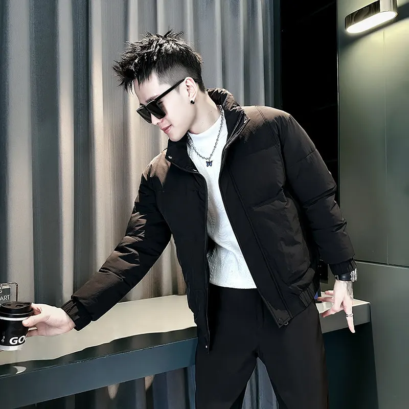 

Slim Fit Thiened Cotton Jaet XS Size Men's Warm Outerwear Simple Sle ort Length Casual Youth Faion Winter Coat