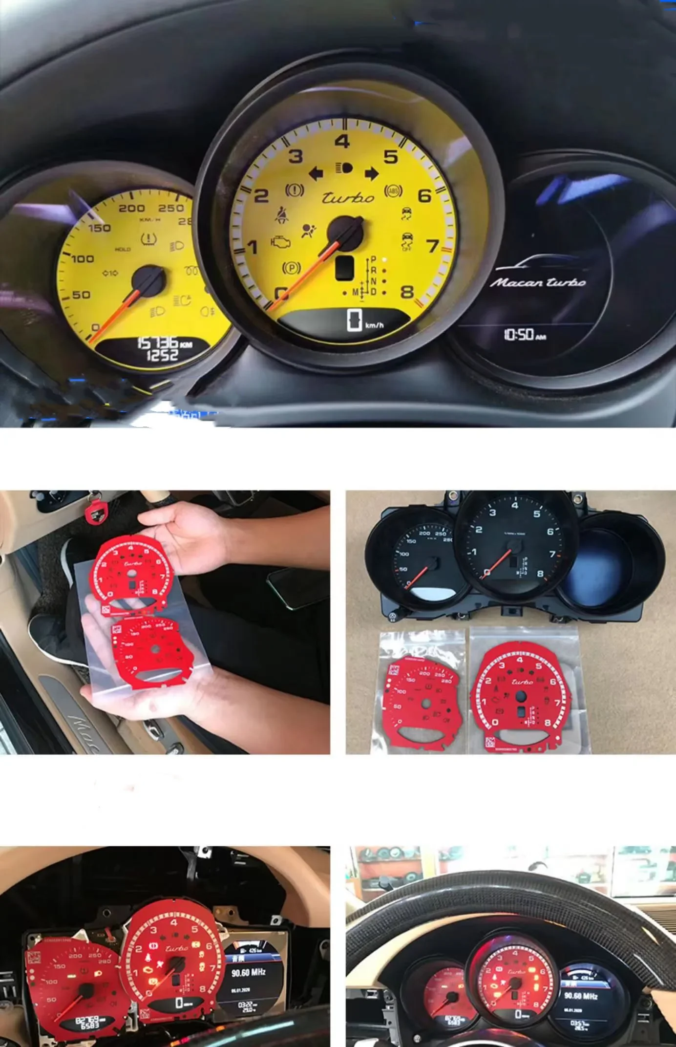 

Накладка на циферблат Dash Speedo для Porsche 981 982 (718) Boxster/Cayman/Macan Turbo Sport Clock Gauge Face