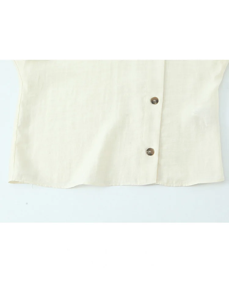 HH Women's Fashion Breasted Decoration Short Sleeve Summer Top Female Loose High Street Half-high Collar Solid Top Mujer