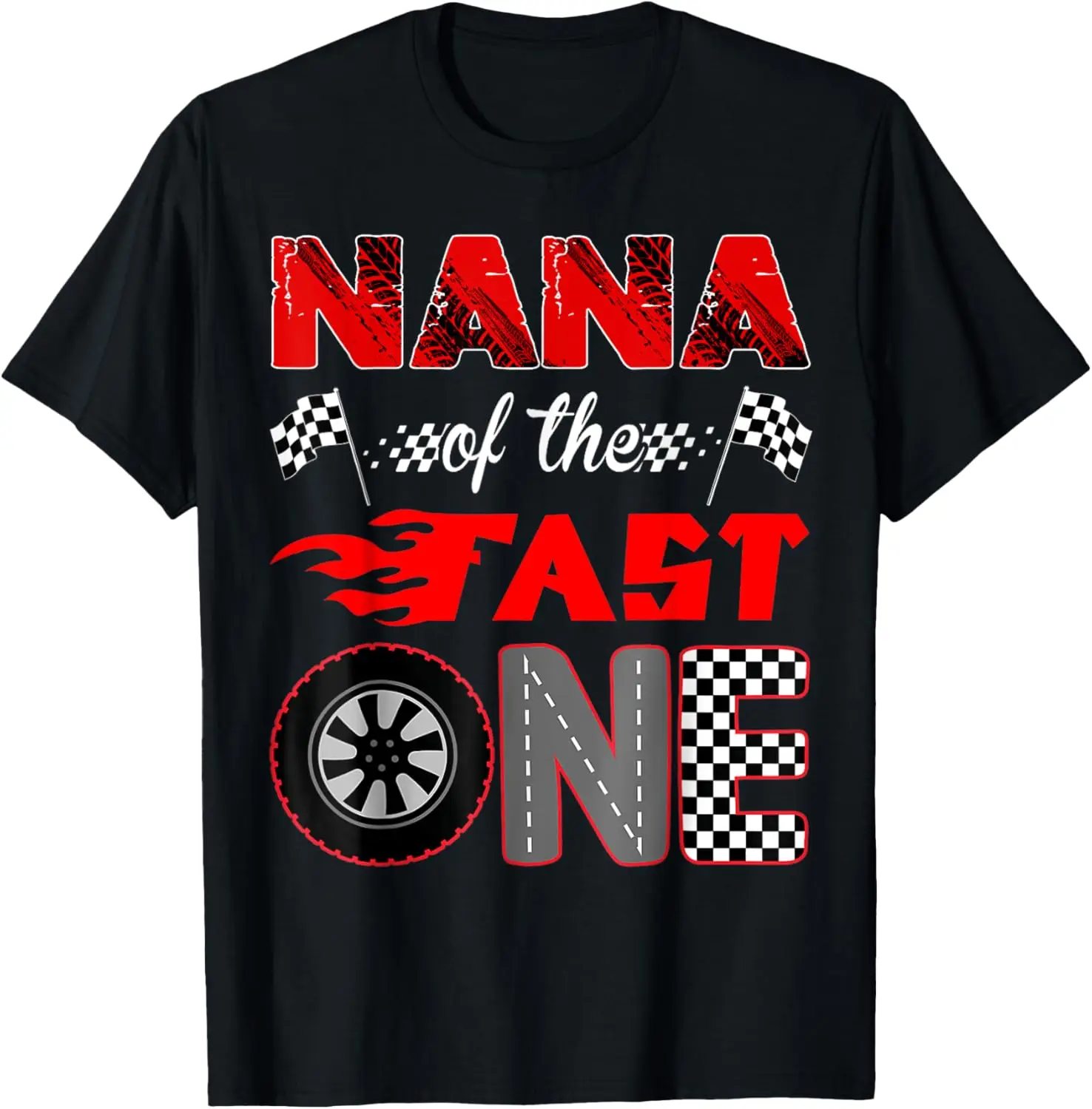 

Семейная футболка Nana Of The Fast One на первый день рождения с гоночным автомобилем