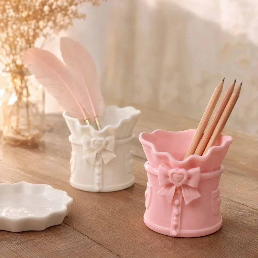 Ornament Bowknot Pen Holder Funny PLA Plastic 3D Printed Pen Stand Stable Simulation Bow Dress Model Desktop Organizer