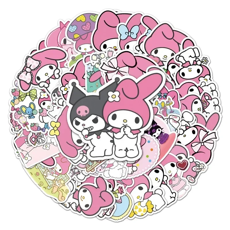 50 buah lucu Sanrio My Melody stiker kartun lucu Guka bagasi Notebook mobil kulkas stiker untuk ponsel Graffiti Decals