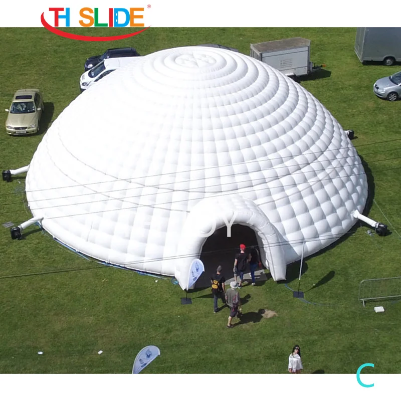 free ship to sea port,20m diameter white giant inflatable igloo dome tent, outdoor commercial air bubble dome igloo